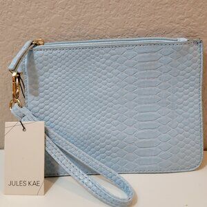 Jules Kae Snake-Embossed Blue Wristlet Clutch • NWT